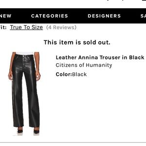Citizens of Humanity Annina
Recycled Leather Trousers